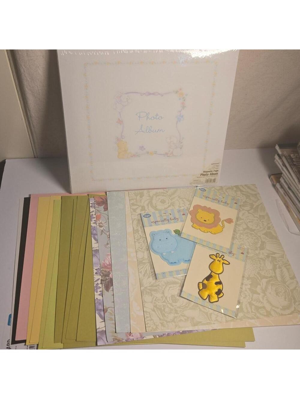 DIY scrapbooking lot for baby including scrapbook, decals, paper and more !